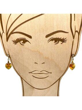 Vintage Orange Crystal Heart Earrings, Lovely Sparkling Faceted Dangle